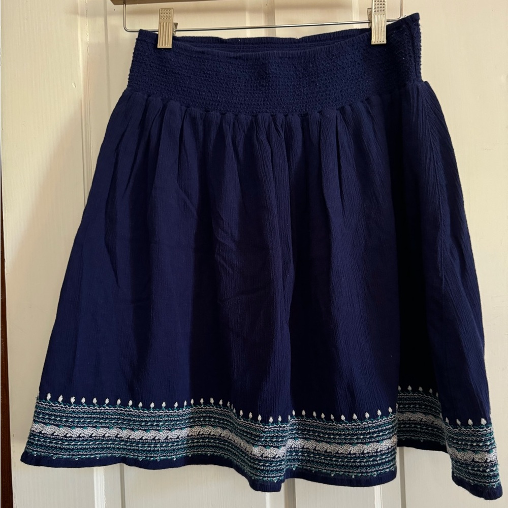 Navy Blue Old Navy Embroidered Skirt Boho Chic Cottage Folk Fairy Y2K Medium